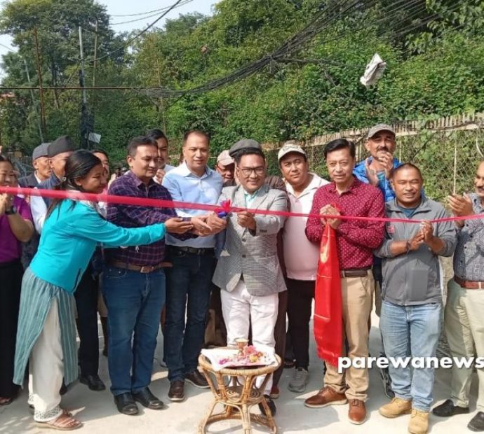 बौद्ध स्थित अमिताभ मार्गको ढलान सम्पन्न, अध्यक्ष लामाले गरे उद्घाटन