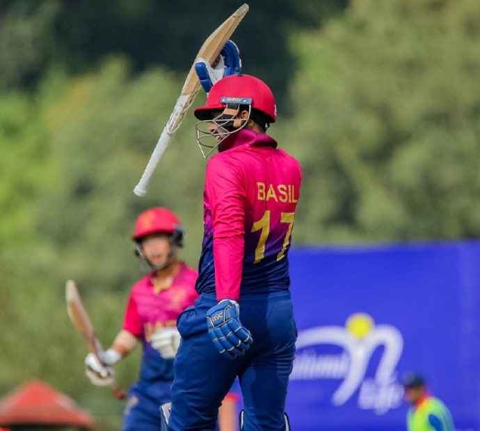 बासिल हामिदको विस्फोटक इनिङमा  युएईद्वारा नेपाललाई बलियो लक्ष्य