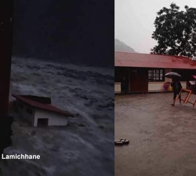 मेलम्ची नदीमा बाढी, विद्यालय उच्च जाेखिममा