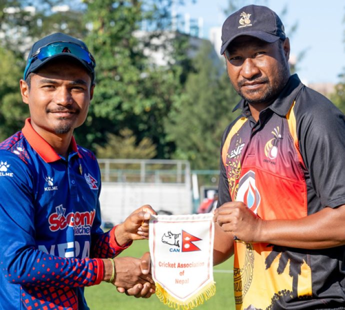 त्रिदेशीय टी-२०आई श्रृंखलाको फाइनलमा नेपाल र पिएनजी खेल्दै