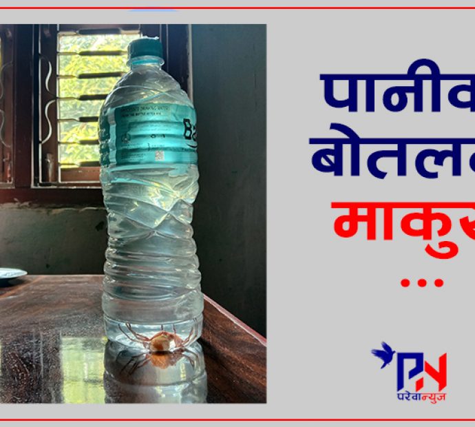 पानीको बोतलभित्र माकुरो !